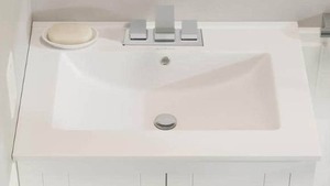 lot 24728 image: Swiss Madison Ceramic Glossy White 18.50 inch x 24.25 inch x 6.75 inch Bathroom Vanity Top