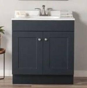 lot 24776 image: Project Source Dover 30-in Navy Blue Single Sink Bathroom Vanity with White Cultured Marble Top
