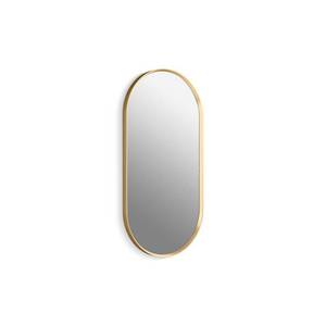 lot 24779 image: Essential 18 in. W x 36 in. H Oval Framed Wall Mount Bathroom Vanity Mirror in Moderne Brushed Gold