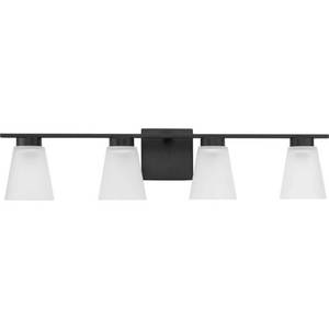 lot 24783 image: Tanner Collection Four-Light Matte Black Transitional Vanity Light