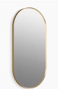 lot 24791 image: Kohler Oval Bathroom Mirror with Gold Frame