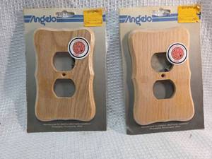lot 114 image: Angelo Brothers Oak Wood Double Outlet Cover Plate