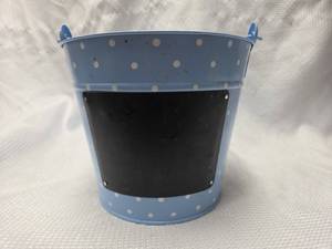 lot 153 image: Adorable Baby Blue Polka Dot Metal Bucket