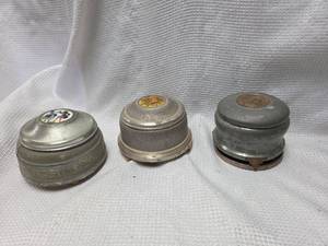 lot 167 image: Decorative Metal Powder Boxes with Inlaid Medallions