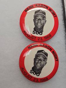 lot 193 image: 1968 Atlanta Braves 500 Home Run Night Commemorative Pin
