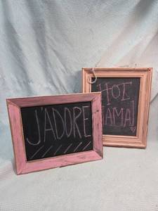 lot 216 image: Decorative Chalkboard Set with Pink and Peach Frames