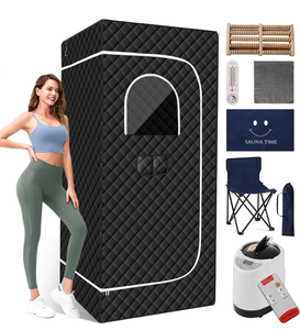 lot 17200 image: Portable Sauna for Home - 9-Level Sauna Box with 2.6L Steam Generator, 1000W Power, Remote Control, Foldable Chair, Foot Rest, Full-Size Steam Room for Relaxation and Detox, 110V - Retail $79