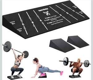 lot 17216 image: Squat Wedge Block One Piece Heel Elevated Slant Board for Squats Weightliting Home Gym Squat Wedge - Retail $49