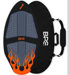 lot 17218 image: BPS New Zealand ��Flame�� - High Performance Wooden Skimboard with Custom Traction Pads �� with Optional Padded Carry Bag Made from Recycled Plastics �� for Kids or Adults - Retail $109