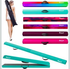 lot 17220 image: 6ft8ft Folding Balance Beam, Foldable Gymnastics Balance Beam Foam for Kids and Toddlers��Folding Beam with Non Slip Rubber Base, Mint Green - Retail $43