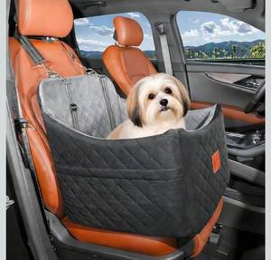 lot 17227 image: Dog Car Seat for Small Dogs,Detachable Washable Dog Booster Seat Pet Car Seat Travel Bed with Storage Pockets and Safety Belt (BlackGrey, Small) - Retail $0