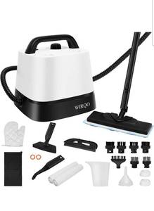 lot 17234 image: Steam Cleaner with 24-Piece Attachments, Multipurpose Steamer Mop for Home, Floor, Car, Grout, Tile, Furniture, Carpet, Couch, Window, Wall, Upholstery, Oven Grease, Canister, 1.5L Tank - Retail $119