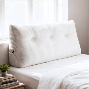 lot 17241 image: Wedge Pillow Headboard TwinTwin XL Triangular Bed Wedge Pillow for Headboard, Headboard Pillow Reading Pillow for Daybeds and Bunk Beds with Removable Velvet Cover - Retail $54