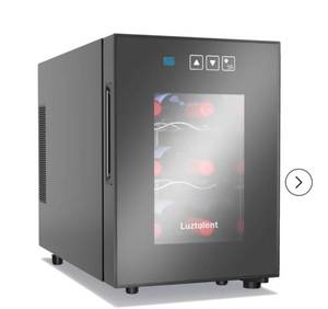 lot 17244 image: Luztolent 6 Bottles Wine Fridge, Thermoelectric Countertop Wine Cooler Refrigerator, 46-66�� Digital Temperature Control &Energy Efficient Cooling, 38dB Quiet Mini Fridge for Home, Apartment or Office - Retail $286