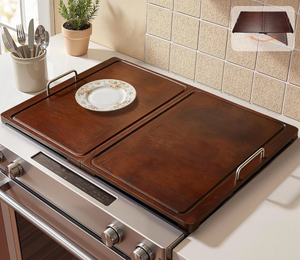 lot 17257 image: Foldable Noodle Board Stove Cover 29.5 x 22 in Bamboo Stove Top Covers with Handle for Electric �� Gas Stoves,Serving Tray - Beautify Kitchen & Expand Prep Space - Retail $59