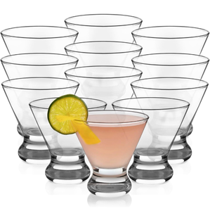 lot 17273 image: Libbey Cosmopolitan Stemless Martini Glasses Set Of 12, Dishwasher Safe Holiday Martini Glass, Lightweight Cocktail Glass Set for Wedding Party - Retail $0