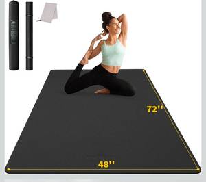 lot 17277 image: CAMBIVO Large Yoga Mat (6x 4), Extra Wide Workout Mat for Men and Women, 0.240.320.40.48 Thick Exercise Fitness TPE Mat for Home Gym, Yoga, Pilates, Workout (Barefoot Exercise) - Retail $89