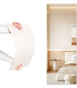 lot 17279 image: Acrylic Full Body Mirror - Self-Adhesive Shatterproof Wall Mirror, Ultra-Thin 0.06�� Lightweight for Home Gym, Bedroom, Closet Door - Frameless Easy Install (1, Rectangle, 20 W x 57 L) - Retail $0