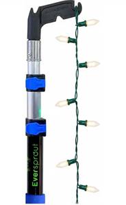 lot 17280 image: EVERSPROUT 15 Foot Reach  5-to-12 Foot Utility Hook with Extension Pole  Installing and Hanging String Lights, Birdfeeders, Reaching High Places  Heavy-Duty Telescoping Extension Pole - Retail $38