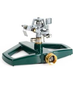 lot 17287 image: STYDDI Heavy Duty Impact Pulsating Sprinkler for Yard, All Metal Adjustable Rotating Circular Impulse Lawn Sprinkler for Medium to Large Areas, Lawn and Garden, Coverage up to 5,800 Sq. Ft - Retail $0