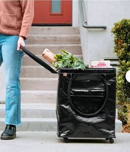 lot 17293 image: CleverMade Foldable Tote Bag on Wheels - Retail $47