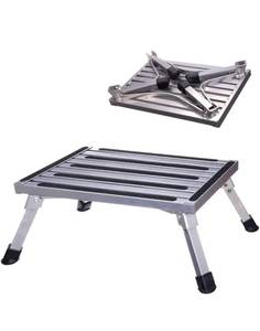 lot 17295 image: Portable RV Steps Platform Foldable Anti-Slip Rubber Feet 330lbs Load Capacity Durable Ladder Caravan Camping Tool Portable - Retail $0