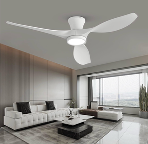 lot 17315 image: TALOYA 52 inch Ceiling Fans with Lights Remote Control, Modern Low Profile Ceiling Fan with Quiet Reversible DC Motor for Bedroom Living Room and Patio White - Retail $109