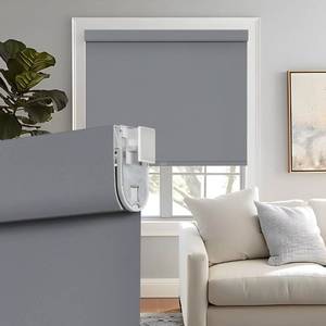 lot 17321 image: Persilux No Drill No Tools Blackout Roller Shades Cordless Blinds for Windows, Free-Stop Window Blinds for Home, UV Protection Thermal Insulated Window Shades for Indoor Windows (Grey, 32.5W x 72H) - Retail $63