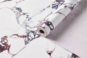 lot 17325 image: Marble Contact Paper for Countertops Cover -118x24 Peel and Stick Wallpaper - Removable Self Adhesive Thick Granite Vinyl Film Roll, Calacatta Viola - Retail $0