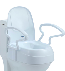 lot 17361 image: Raised Toilet Seat Risers for Seniors, Elevated Toilet Seat with Handles, 3-Level Height Adjustable, Support up to 300 Lbs - Retail $79