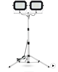 lot 17362 image: UFOND 20000 Lumen Work Lights with Stand, 200W Dual Head LED Work Light, Waterproof Lamp with Individual Switch, Adjustable Metal Telescoping Tripod 10Ft Power Cord - Retail $99