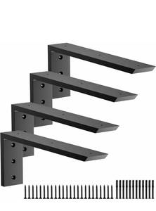 lot 17373 image: Premium Heavy Duty Countertop Brackets 16 inch 4 Pack (25 Thick),Granite Countertop Support 16 x 6 x 2 12,Shelf L Bracket Metal Corbels Suitable for Quartz,Wood,Concrete and Laminate Countertops - Retail $69