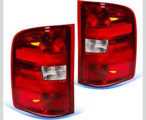 lot 17376 image: Pair Tail Lights Compatible with 2007-2013 Chevy Silverado 1500 2500HD 3500HD GMC Sierra Taillight Assemblies Rear Brake Lamps Red Border (1 Pair) - Retail $69
