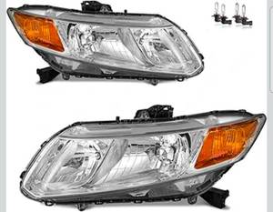 lot 17387 image: Headlights Assembly for 2012-2015 Honda Civic 4Dr Sedan, for 2012-2013 Honda Civic 2Dr Coupe Headlamp Replacement Driver & Passenger Side - Retail $131