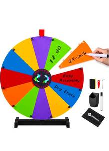 lot 17391 image: WinSpin 24 Tabletop Spinning Prize Wheel, DIY Modular Spin Doodle Game Spinner, Dry Erase Spinning Wheel for Carnival Games Events Party, 12 Slots - Retail $59