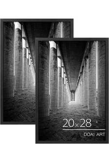 lot 17398 image: DOAI ART 20x28 Frame Black 2 Pack, 20x28 Picture Frame or 20x28 Frame with HD Plexiglass for Horizontal or Vertical Wall Mounting, 20x28 Picture Frame Durable Scratch-proof Safe and Artistic Large - Retail $39