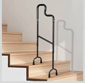 lot 17406 image: Upgraded Stair Climbing Assist Cane, Adjustable Stair Cane for Walk Up and Down Stairs with Less Pain, Durable & Solid Anti-Slip Step Helper Meet Your Different Needs, Easy to Install - Retail $65