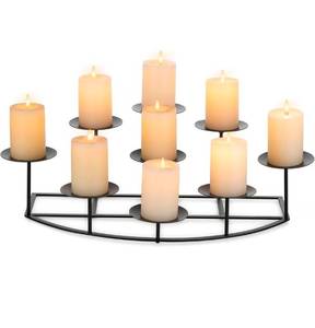 lot 17407 image: Candelabra Fireplace Candle Holder Black Metal Pillar Candle Holders for Inside Fireplace Mantle Decor Floor Candelabras Table Centerpiece Large - Retail $48