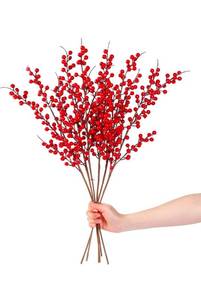 lot 17408 image: Sggvecsy 6 Pack Artificial Red Berry Stems Christmas Red Berries Holly Berry Branches 25.2 Inches Fake Burgundy Berry Picks for Floral Arrangements Christmas Tree Holiday Home DIY Crafts Decor - Retail $0