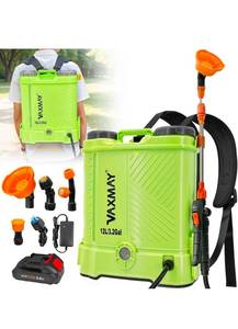 lot 17417 image: Battery Powered Backpack Sprayer 3.2 Gallon, VAXMAY 80 PSI Electric Graden Sprayer Works with Makita 18V Battery, Weed Lawn Sprayer with Telescopic Wand, 5 Nozzles, 2.0 Ah Battery & Charger Included - Retail $82