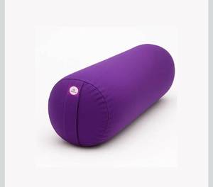 lot 17429 image: Yogikuti Iyengar Yoga Bolster for Restorative Yoga and Meditation �� Lightweight Cotton Support Pillow with Handle for Easy Carry, Versatile for Pose Modification, Balance, Back Relief, and Relaxation (Purple, L 61cm x dia. 23cm) - Retail $51