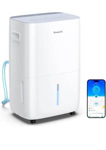 lot 17433 image: GoveeLife Dehumidifier for Home 4,500 Sq. Ft. 50 to 137 Pint with Pump, Drain Hose, Smart Dehumidifier for Basement with Humidity Control, Auto Shut OffDefrost, 5 Modes, Bedroom, Bathroom, Garage - Retail $329