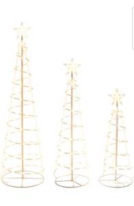 lot 17438 image: Yard Christmas Decorations Spiral Trees, 3 Packs 345 FT Lighted Trees for Outside Decor, 218 LED Outdoor Lighted Tree Lighted Holiday Displays for Indoor Xmas and Lawn, Warm White - Retail $76