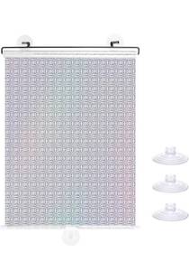 lot 17459 image: No Drilling Retractable Roller Window Shades W3 Suction Cups, Black Blackout Blind Shade Temporary Cover Curtain for Home Bedroom Car (49.21 L�22.83 W, Laser Pattern) - Retail $35