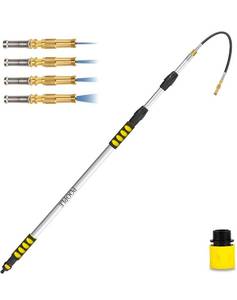 lot 17461 image: Gutter Cleaning Tools from The Ground, 16FT (24FT Reach) Telescoping Gutter Cleaner Wand with Adjustable Water Flow, Rain Gutters Cleaning Tool for Leaves and Debris, Fits Standard Garden Hoses - Retail $69