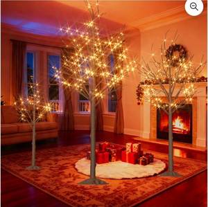 lot 17470 image: Cofiyard 3 Pack Christmas Tree 4 Ft, 6 Ft and 8 Feet, Outdoor Christmas Decorations Tree with Warm White Led Lights, Waterproof Outdoor Decorations Trees with 4 Functions for Lighting Porch Decor - Retail $105