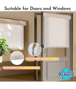 lot 17472 image: Persilux Light Filtering Roller Shades for Window Blinds,Cordless,Linen Fabric,Thermal Insulated Fabric UV Protection Shades for Home,Office,Bedroom,Door,Light Filtering-Cream,28 W X 72 H - Retail $64