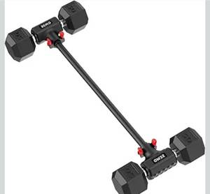 lot 17473 image: Dumbbell Converter �� Turn Dumbbells into Barbell Set �� Adjustable Weights & Up to 220LB Capacity Barbell for Home Gym Full Body Exercise Workouts �� Red - Retail $0