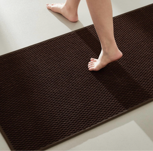 lot 17484 image: Bathroom Runner Rug, Long Bath Mat Washable Thin Quick Dry Low Pile Bathroom Runner Rugs 24 x 60 Non Slip, Brown 24x60 - Retail $60