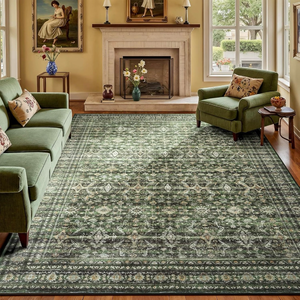 lot 17486 image: Lofus 8x10 Area Rug for Living Room,Green Washable Large Rugs with Non-Slip Backing,Soft Boho Carpets for Bedroom Dining Room Home Office Indoor Nursery - Retail $89